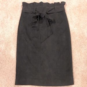 Bohme Paper Bag Faux Suede Pencil Skirt (XS)
